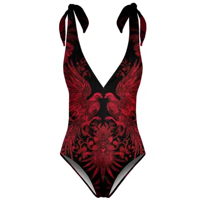 Aloha From Deer Women's Red / Black Red Nocturne One Piece Swimsuit In Multi