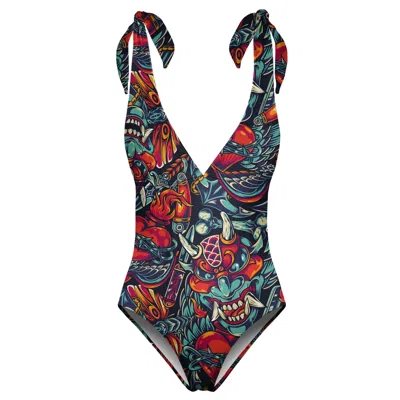 Aloha From Deer Women's Red / Blue Evil Ruckus One Piece Swimsuit In Red/blue