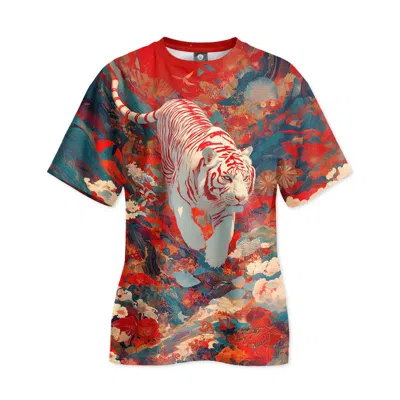 Aloha From Deer Women's Red / White Asian Parrots Oversize T-shirt In Multi