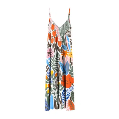 Aloha From Deer Women's White / Blue / Red Floral Pattern Maxi Dress In Multi