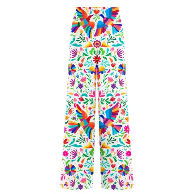 Aloha From Deer Women's White Mexican Folk Long Loose Pants