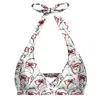 Aloha From Deer Women's White / Red Cheeky Monkey Halter Neck Bikini Top In White/red