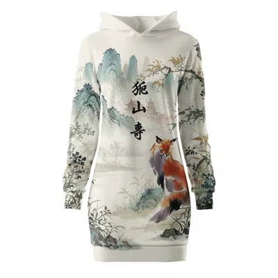 Aloha From Deer Women's White Watercolor Fox Oversize Hoodie Dress