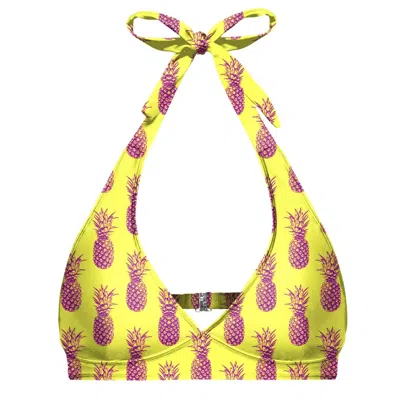 Aloha From Deer Women's Yellow / Orange Hawaii Pineapple Halter Neck Bikini Top In Yellow/orange