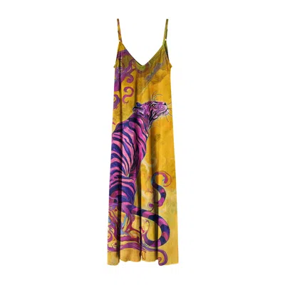 Aloha From Deer Women's Yellow / Purple Whisper Of The Tiger Maxi Dress In Multi
