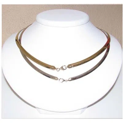 Pre-owned Aloha Sterling Silver & 14k Gold Reversible Omega Necklace.4mm 16" 41