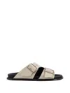 Alohas Adjustable Strap Leather Sandals In Neutral