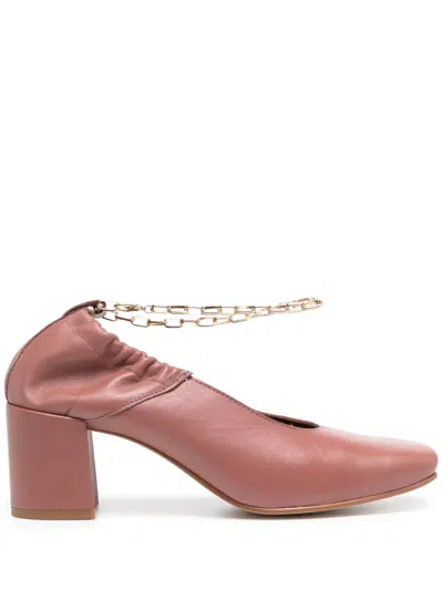 Alohas Agent Anklet Leather Pumps In 粉色