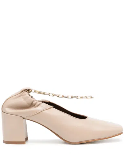Alohas Agent Anklet Leather Pumps In Brown