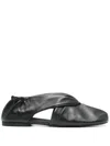 Alohas Alaula Black Leather Ballet Flats Shoes In Black