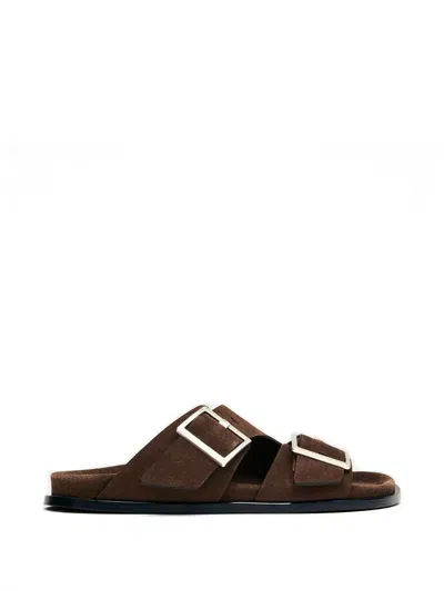 Alohas Alba Buckle Strap Sandals In Brown