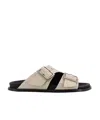 Alohas Adjustable Strap Leather Sandals In Neutral