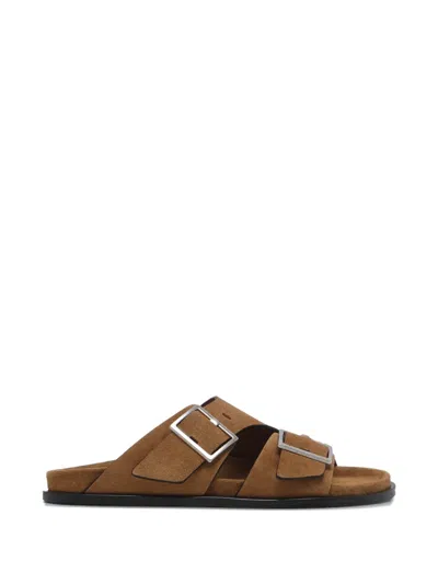 Alohas Alba Buckle Suede Sandals In Brown