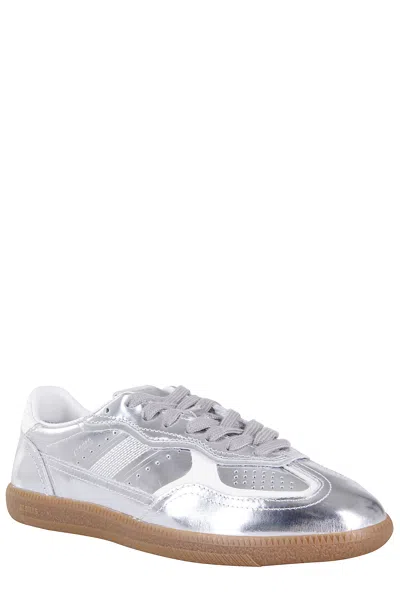 Alohas Almond-toe Metallic Leather Sneakers In White