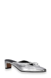 Alohas 50mm Amar Metallic Leather Mules In Silver
