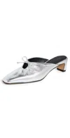 Alohas 50mm Amar Metallic Leather Mules In Silver