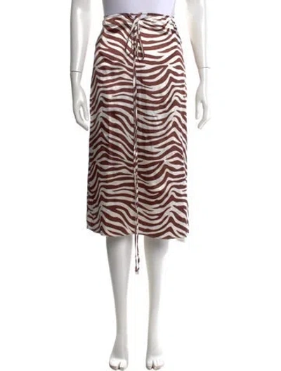 Pre-owned Alohas Animal Print Midi Length Skirt In Brown