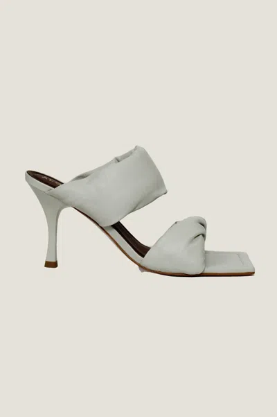 Alohas Aspiga Ladies Ethical  Leather Kitten Heel Twist Straps Sandal Heels White | 38 In Gray