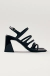 Alohas Strappy Block-heel Sandals In Total Black