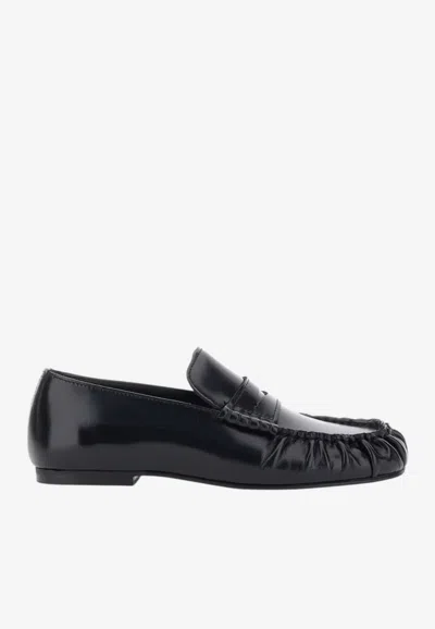 Alohas Aven Loafers In Brushed Leather In Black