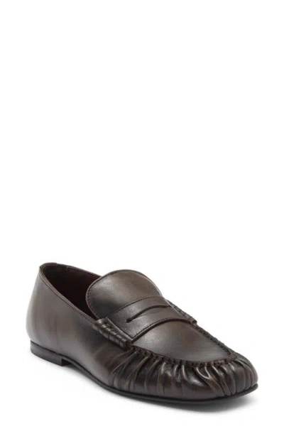 Alohas Aven Ruched-detailing Leather Loafers In Brown