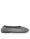 Alohas 'lorain' Black Ballerinas With Mesh Design And Beaded Decorations In Black