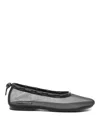 Alohas Gill Mesh Black Leather Ballet Flats