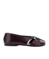 Alohas 'ravena' Bordeaux Ballet Shoes With Decorative Plaque On The Front