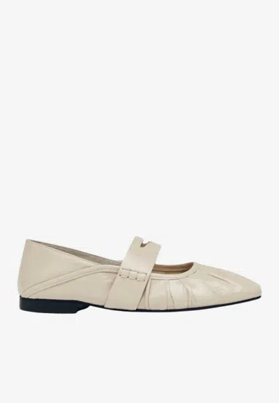 Alohas Bargo Pleated Leather Ballet Flats In Neutral