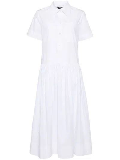 Alohas Bay Poplin Midi Dress In White