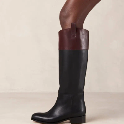 Alohas Billie Bicolor Black Burgundy Leather Boots