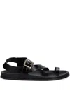 Alohas Flat Sandals With Adjustable Gold Buckle In Black