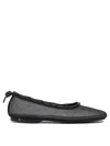 Alohas 'gill' Black Ballerinas With Semi-transparent Mesh Design And Adjustable Drawstring