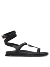 Alohas Ankle-wrap Sandals With Gold Accent In Black