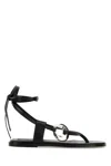 Alohas Morosia Leather Thong Sandals With Metal Ring In Black