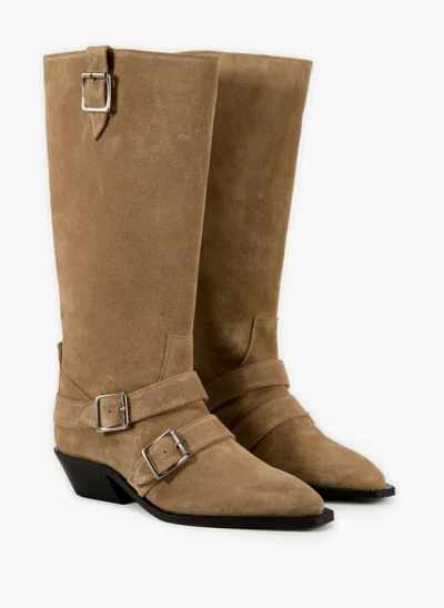 Alohas Bottes Ryder À Talons En Cuir Daim In Brown