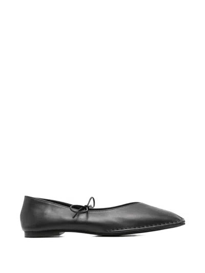 Alohas Bow-detail Square-toe Ballet Flats In Black