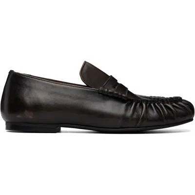Alohas Brown Aven Vintage Effect Leather Loafers In Multi
