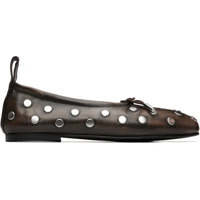 Alohas Brown Rosalind All Studs Vintage Effect Ballerina Flats
