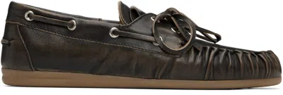 Alohas Brown Rowan Vintage Effect Leather Boat Shoes
