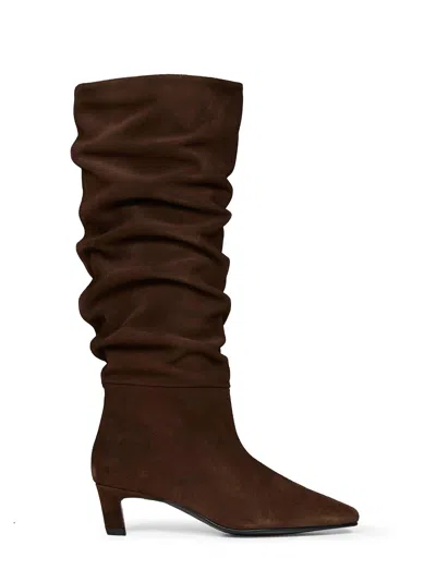 Alohas Brown Suede Kalila Knee-high Draped Boots In Multi