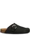 Alohas Buckle-fastening Leather Slides In Black