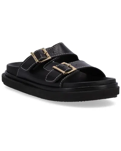 Alohas Buckle Strap Leather Sandal In Black