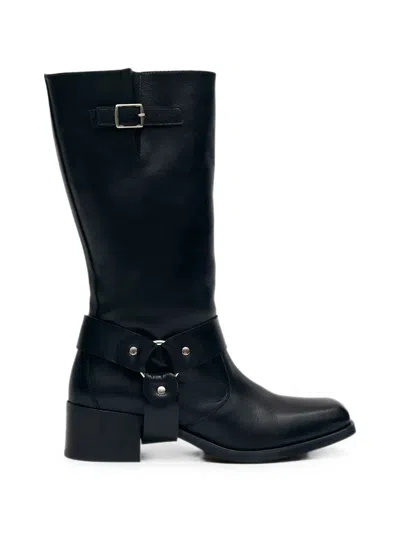 Alohas Buckle-detail Harness Boots In Black