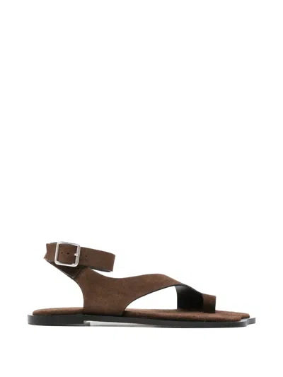 Alohas Buckle-fastening Asymmetric Sandals In Brown