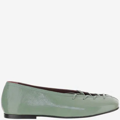 Alohas Bumi Onix Leather Flats In Green