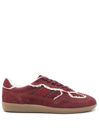 Alohas Burgundy Leather Crochet Sneakers Tb.490 In Red