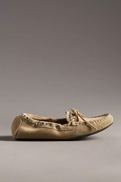 Alohas Calla Suede Studded Loafers In Beige