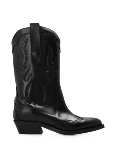 Alohas Calyx Flame-motif Boots In Black