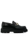 Alohas Chain-link Leather Loafers In Black